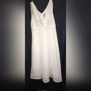 Lace fit-and-flare dress with crochet detail